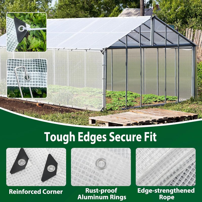 ANGAR 16 Mil Clear Greenhouse Tarp, 6x8FT Heavy Duty Waterproof Clear Tarps with Grommets, UV Resistant Greenhouse Replacement Poly Cover, for Gardening, Farming, Chicken Coops, Canopy,Outdoor - Image 5